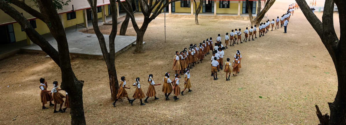 Students forming in a line